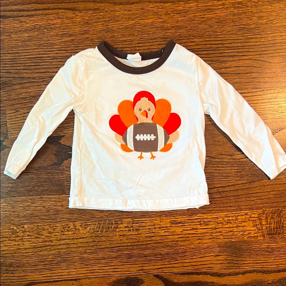 Starting Out White and Brown Turkey Football Tee, Thanksgiving